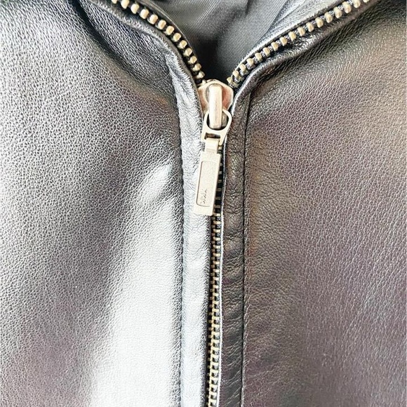 Black Leather Zip-Front Jacket - Picture 5 of 7
